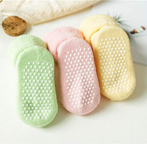 Bestjybt 6 пара дебели памучни чорапи за бебиња со занарчани за новороденчиња девојчиња за девојчиња кои не се лизгаат чорапи кои не се лизгаат