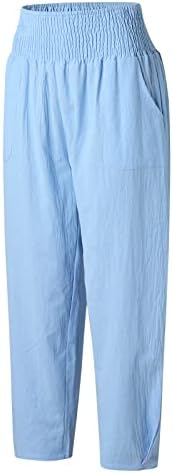 Xiloccer женски панталони за работа женски обични цврста боја лабава џебови памучни панталони долги еластични панталони