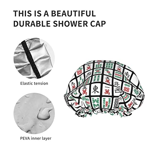 Womenените што можат да се користат затегнати капа за коса, смешна махјонг хипстер двојни слоеви водоотпорна капа за бања за туширање