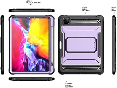 Случај за таблет компјутер кутија компатибилен со iPad Pro 11 инч 4 -ти/3/2 -ти/1 -ми -Heavy Duty Rugged Shockprof Protective Case Cover