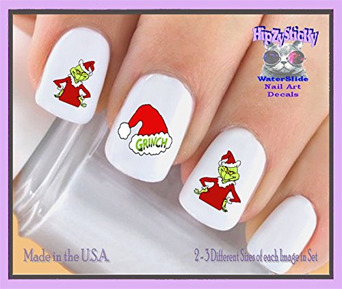 Holiday Christmas - Божиќ 802x Гринч 2 Санта костум Гринч капа на ноктите Декларации - Декларации за уметност на ноктите - Додатоци