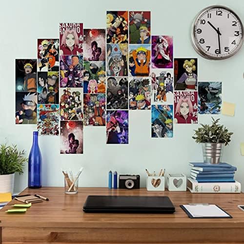 Комплет за колаж со аниме fdom, 50 парчиња јапонски аниме wallид декор уметнички принт, естетска колекција на фото -колаж мали постери