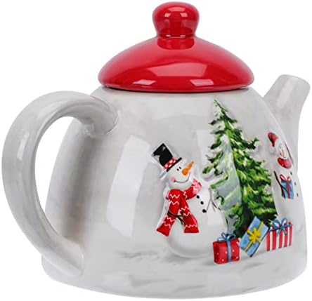 YARDWE Christmas Porcelain Coffee Pot, 1pcs Xmas Ceramic Teapot Christmas Teapot Ceramic Water Kettle for Christmas Party Coffee, Milk,
