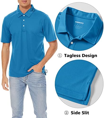 Манкомски машки поло маици 3 копчиња Обични работни маици Брзи сув кратки ракави голф кошула Пике Jerseyерси на отворено