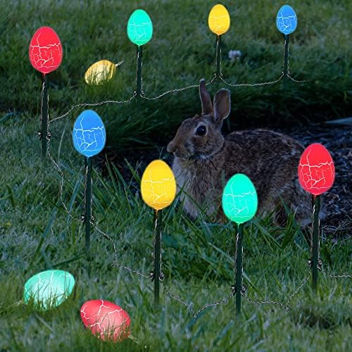 43 стапки 20 светла Велигденска декорација Велигденски јајца светла со удел, 8 режими водоотпорна батерија управувана со велигденска светла,