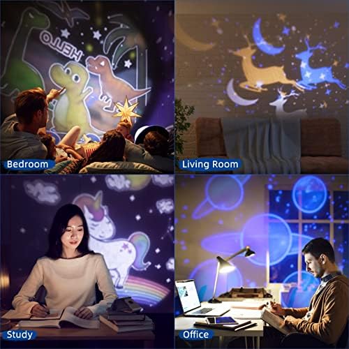 Проектор за ноќно светло Chesniew за деца, океанска месечина starвезда небо 12 во 1 проекција, со USB кабел и 360 ° ротирачки за момчиња