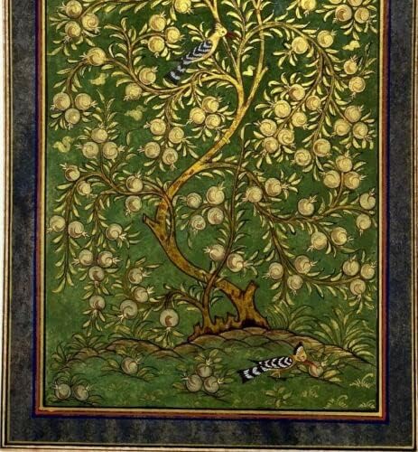 Минијатурно сликарство Персиско уметничко дело свилено хартија рачно изработено дрво на животот 9,6x5.5