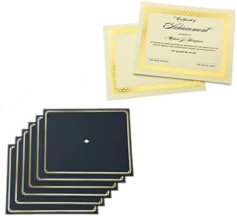 Комплет за сертификати Gartner Studios, вклучува 60 сопственици на црни сертификати и 60 документи за сертификати за злато фолија,