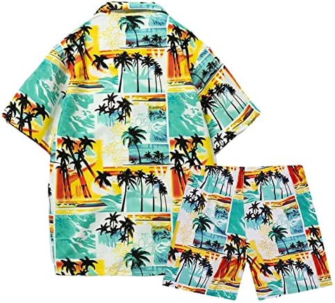 Rvidbe Мажи Хавајски Облека, Менс Хавајски Кошула Поставува Мода Копчето Надолу Кошули 2 Парче Летна Плажа Облека