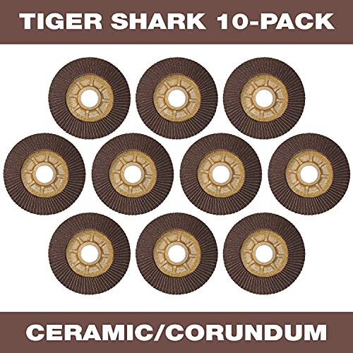 CS Unitec 93849 Plantex Tiger Ashark Flap Disc за мелење алуминиум, керамика/corundum, 7 дијаметар, 7/8 арбор, 120 рен
