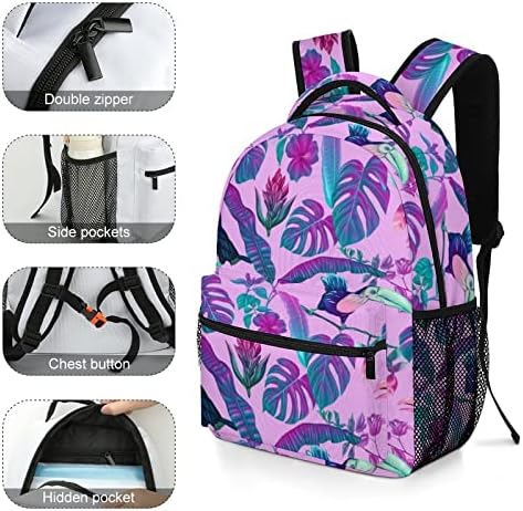 Тропски Монстера и Тукан Пакети за патувања Мода рамо торба со мала тежина мулти-џебна дневна пакет за училишна студија работа шопинг