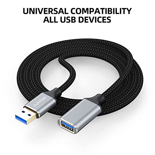 Clavoop USB продолжен кабел 3ft, USB 3.0 кабел Extender најлон плетенка јакна USB продолжена кабел за продолжување компатибилен за лаптоп,