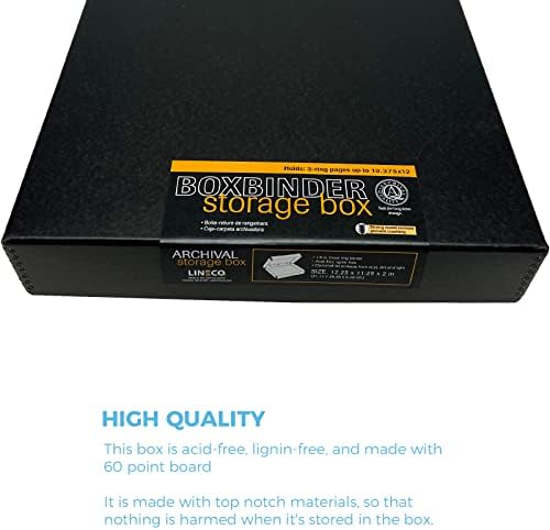 Lineco LIN-733-BB3D архивски преголем 3-ринг-албум кутија со капак во стилот на мида, 13 x 11-7/16 x 2-3/8 , црно