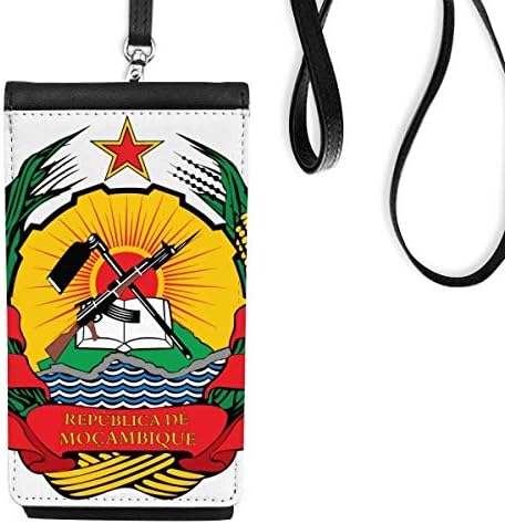 Мозамбик Африка Национален Амблем Телефон Паричник Чанта Виси Мобилни Торбичка Црн Џеб
