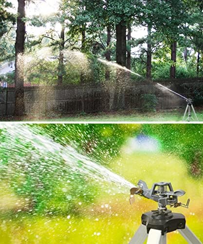Yamatic Impact Sprinkler на прилагодлива база на статив, голема површина од 360 степени, прилагодлив за прилагодлив пулсирач за трева, двор и