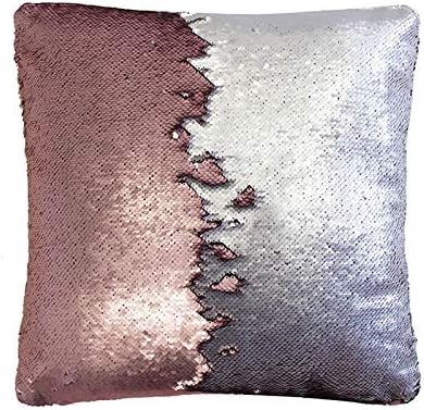 Aitliving Cull Sequins Couch Pillow Cover 17x17 Сјајот мат розово розово мат сребрена сирена 2-боја реверзибилна секвен декоративна перница за