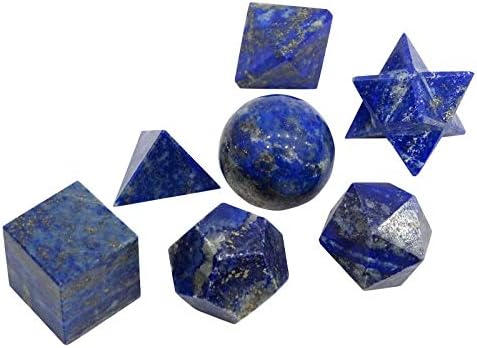 Хармонизирајте го Лапис Лазули камен 7 парчиња света геометрија поставува реики лекување кристален духовен дар