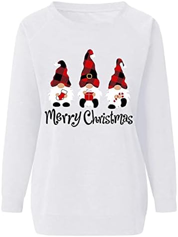 Врвови за џемпери за жени, Божиќен џемпер со долг ракав, лабава касаул дуксери, џемпери за џемпери на врвови на туники