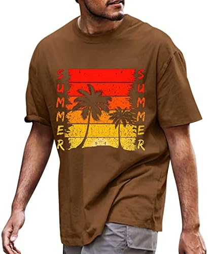 XXBR машки летни маици со кратки ракави, печати обични хавајски тимови екипаж на плажа на плажа врвови за атлетски спортови маички