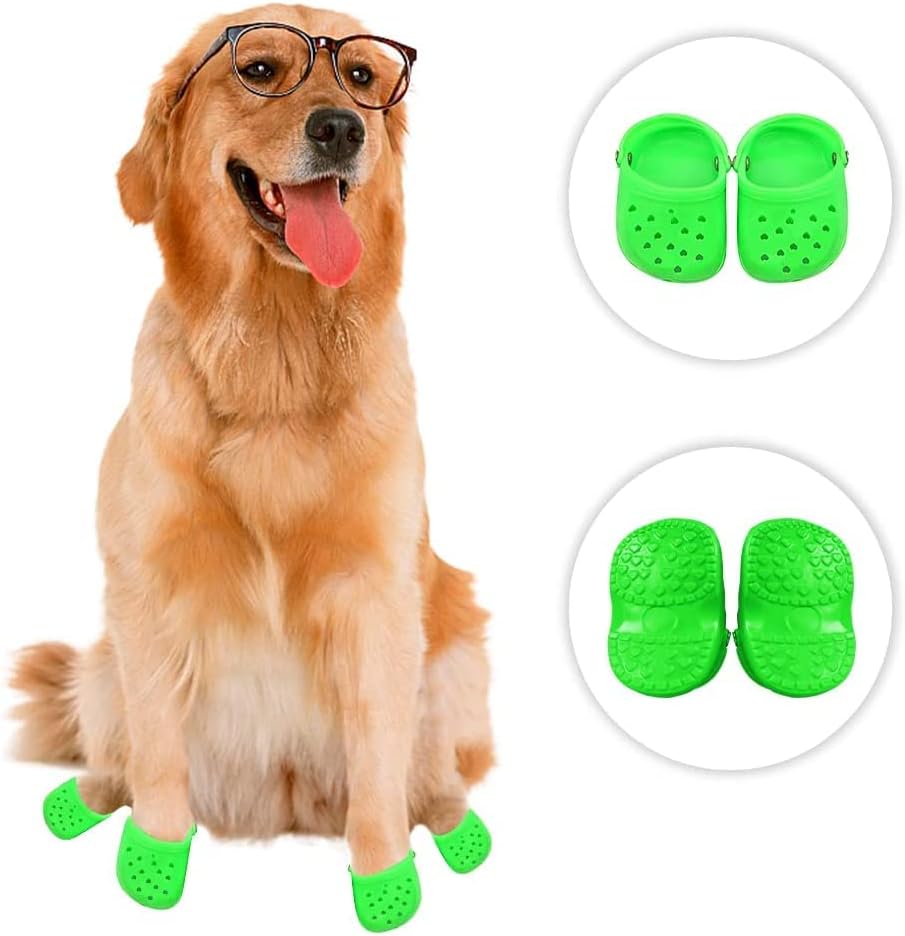 Crocs за кучиња 4 парчиња чевли за кучиња бонбони обоени сандали нерамни стапала што не се лизгаат, дише и удобно loveубовно решетки за кучиња