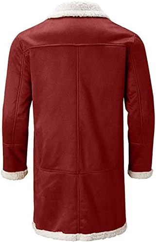 Ymosrh Спортски јакни за машки машки случајни кардиган руно наредени цврсти копчиња волна со долги ракави ровови палто јакни