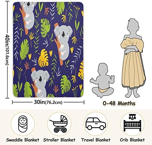 KeepReal Koala Eucalyptus Остава бебешки ќебиња за девојчиња момчиња бебе дете, меко бебе ватенка кадифен креветче ќебето за ножорочно ќебе, ќебе расадник за новороденче （30x40i