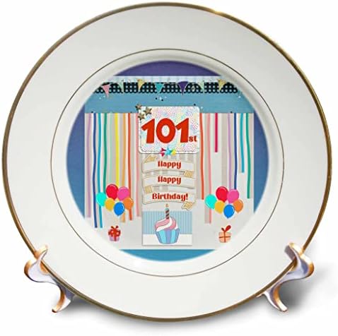 3drose слика на 101 -та роденденска ознака, cupcake, свеќа, балон, подарок, стрими - плочи