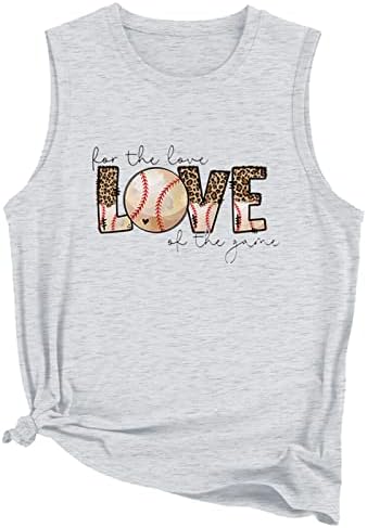 Бејзбол резервоарот врвови за жени Loveубовно писмо за печатење на елек кошули камизол без ракави маица смешна симпатична графичка