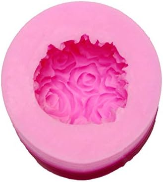 3Д розово топка од свеќа, мувла од розово цвеќе за правење свеќи за DIY, рачно изработена мини сапун полимерна глина