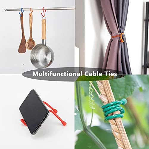 16 парчиња силиконски кабелски врски за еднократно врски за вртење на кабел за организирање на пакети и држење на целата намена за вртење