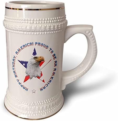 3дроуз Ѕвезда, знаме НА САД, орел. Патриотски подарок Среќен Роденден, Америка - 22оз Штајн Кригла