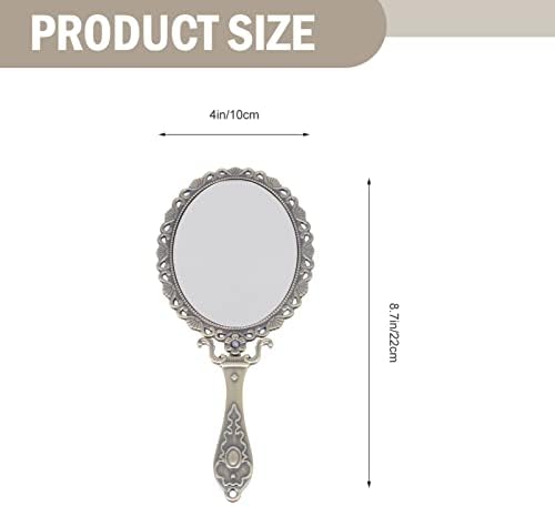 Осалади гроздобер метал рачно огледало козметичко огледало на рачното огледало за преклопување на огледало за шминка за лице