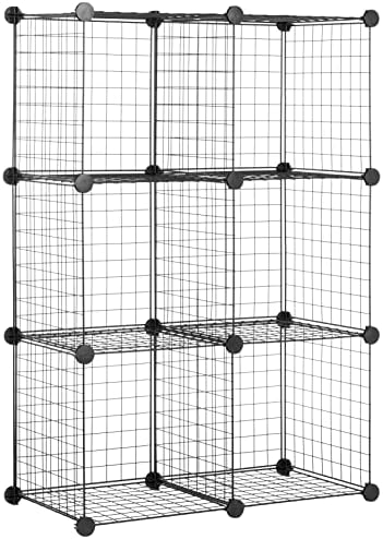 Основи на Амазон Основи 6-коцки полици за складирање на решетки, 14 x 14 коцки, црни