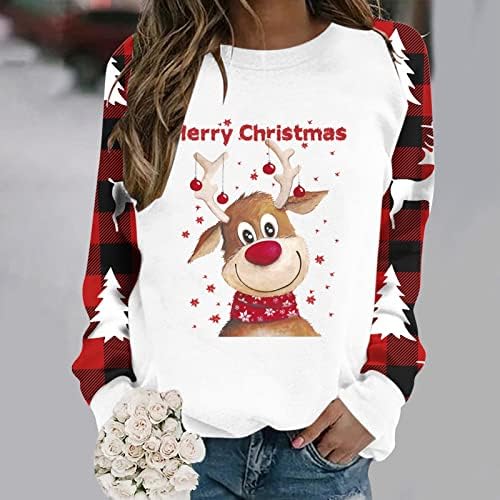Пад џемпери за жени кукавички врат Среќен Божиќ џемпер, целокупна гроздобер униформа женски зимски врвови