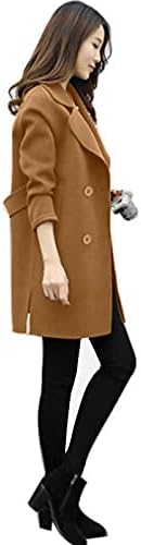 Зимска зимска јакна Обична двојна дојка со двојна дојка лапел кардиган со средна должина на палто со палто со високи женски руно