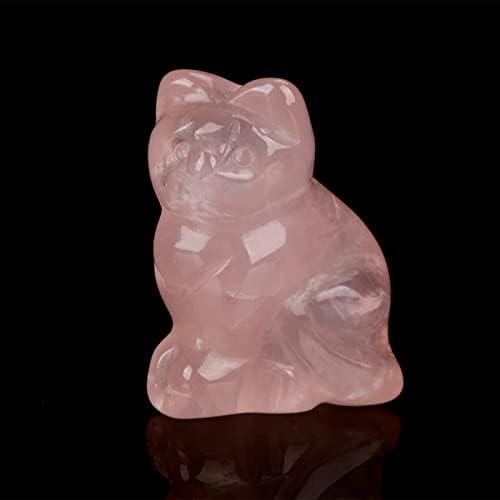 Кристал од кварц Кварц Кварц Кварц, розов кварц, резба на мачки, кристал за лекување на фигура и камења за лекување на мачки