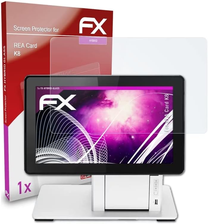 Пластичен стаклен заштитен филм Atfolix компатибилен со REA картички K8 Glass Protector, 9H хибриден стаклен FX стаклен екран заштитник