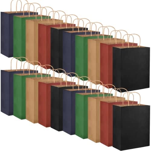 Smarpau 20pack торби за подароци 8.3x10.6x4.3in торби за подароци од кафеава хартија со рачки, најголемиот дел, вреќи со хартија, торби