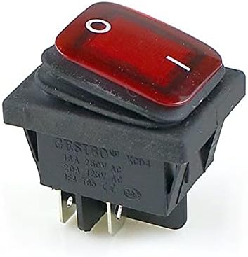 Lyvi KCD4 црна црвена црвена зелена рокер водоотпорен прекинувач за напојување 2 позиција на 4 пинови со светлина 16A 250VAC/20A