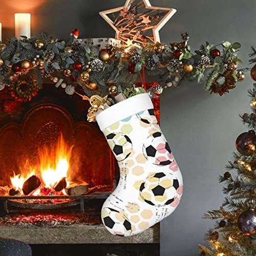 Аугенски Божиќни чорапи фудбалски фудбалски акварел двострана камин што виси чорапи