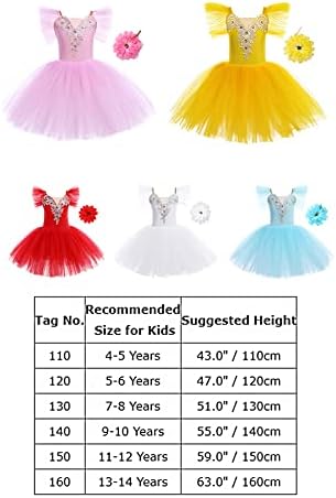Детски балетски леотарди за девојки сјајни лалци здолниште 2 парчиња ракави за руфли туту фустани со клип за коса едно парче облеки