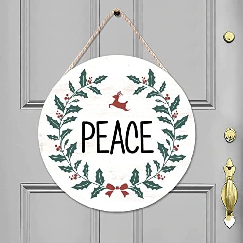 Знак за закачалка за мировни врати, знак за добредојде на вратата за Божиќ, 16x16in Гарланд добредојде на wallидна врата висина за знак за декор за отворено предниот дел ?