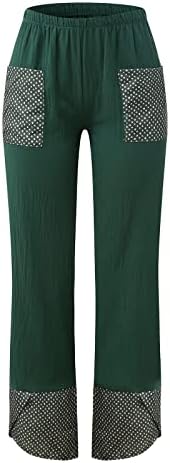Etkia Soft Pants жени обични женски пролет и лето печатено крпеница џеб памук и обични буги панталони лабави