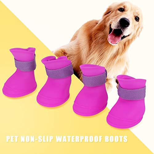Куидамос миленичиња водоотпорни чизми, силиконски куче 4 парчиња симпатични водоотпорни чизми за кучиња и мачки, чевли за кучиња на отворено