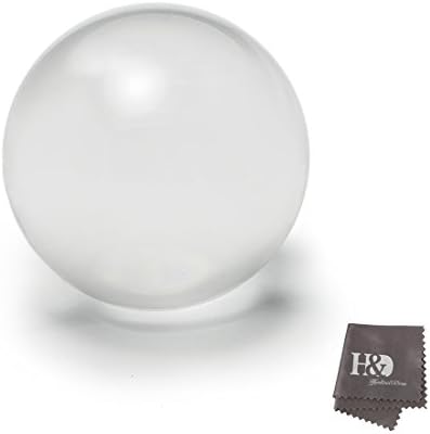 H&D Crystal 1.6inch чиста сфера на кристална топка со кристален штанд