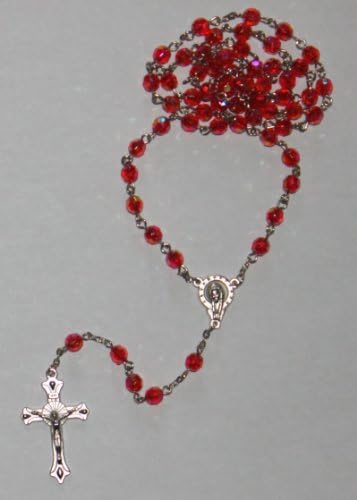 Favoronline Bright 19-инчен црвен розарија ѓердан со монистра со дијаманти во торба за органза