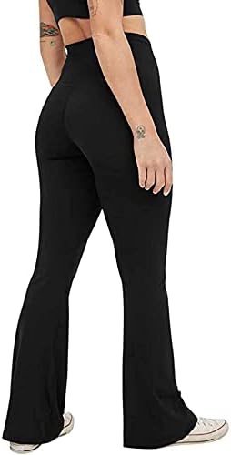 Hiuara flare јога панталони за жени со голема половината за контрола на стомакот против кросовер палацо панталони меки хеланки