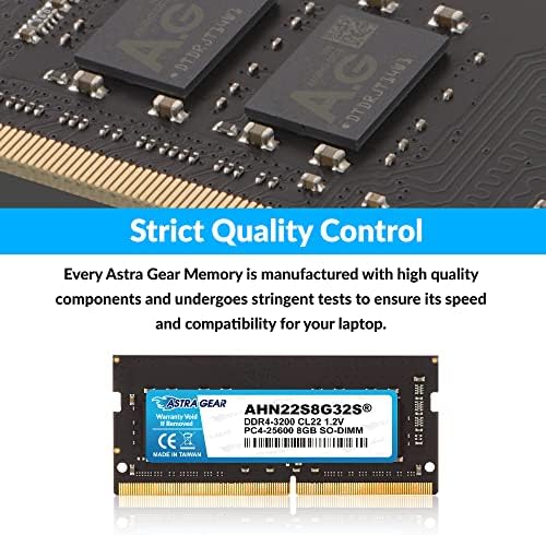 Astra-Gear 8GB 3200MHz DDR4 Небудувана не-ECC SO-DIMM надградба за лаптоп Меморија на лаптоп 1.2V CL22 260-пин