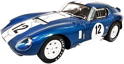1965 Шелби Кобра Дејтона Купе 12 Сина металик со бели ленти 1/18 диекаст модел автомобил од Шелби колекционирање SC146