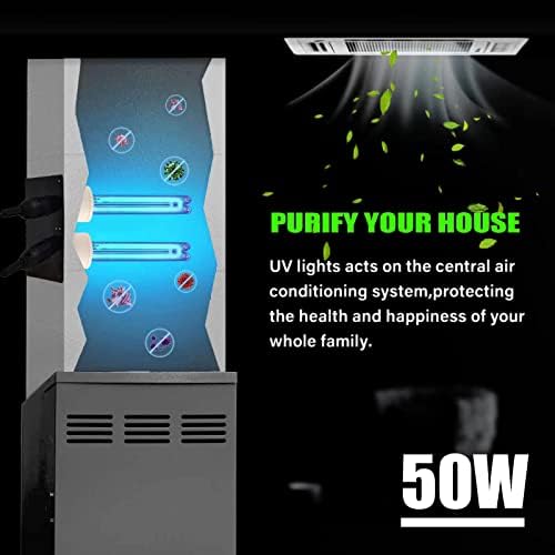 50 вати прочистувач на воздухот за целосен куќен канал УВ светлина санитација HVAC AC гермициден филтер UV-C чистач на воздух